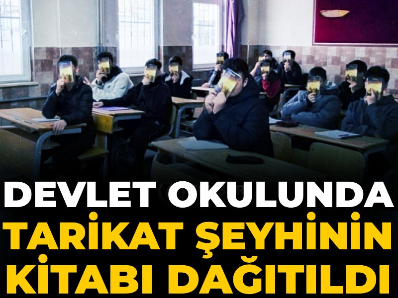 Devlet okulunda tarikat şeyhinin kitabı dağıtıldı