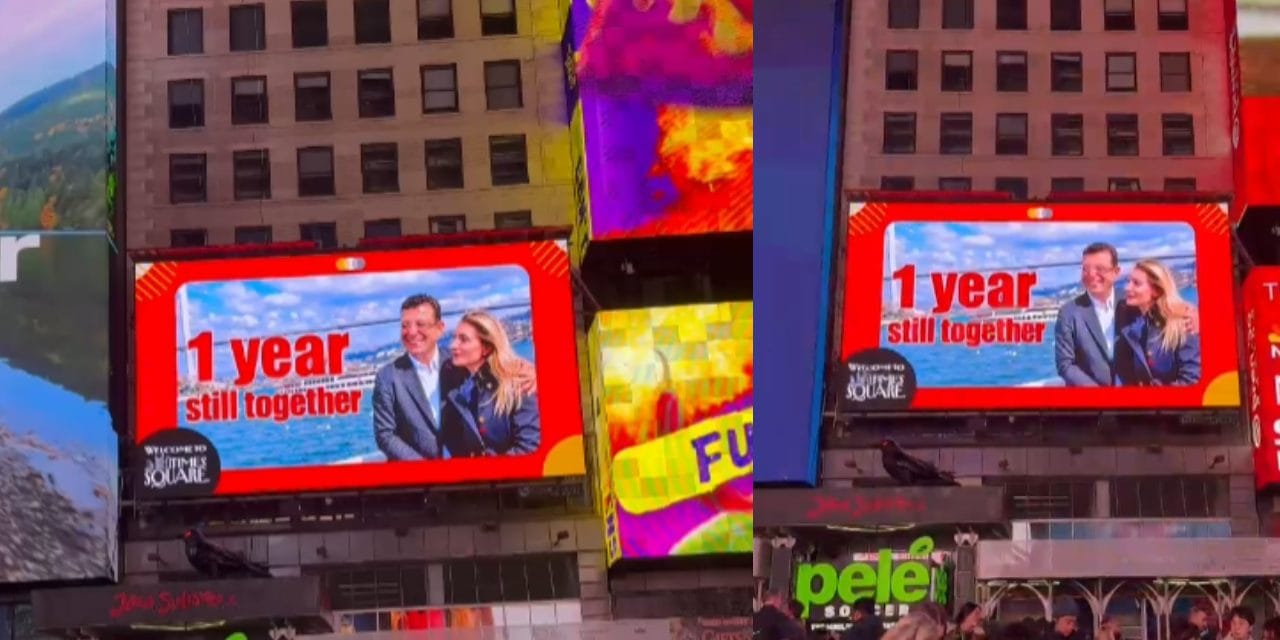 19 Mart’ın yıl dönümünde Times Meydanı’nda İmamoğlu mesajı