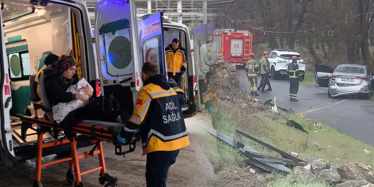 Kontrolden çıkan araç bariyerleri aşarak alt yola düştü! 1’i bebek 4 yaralı