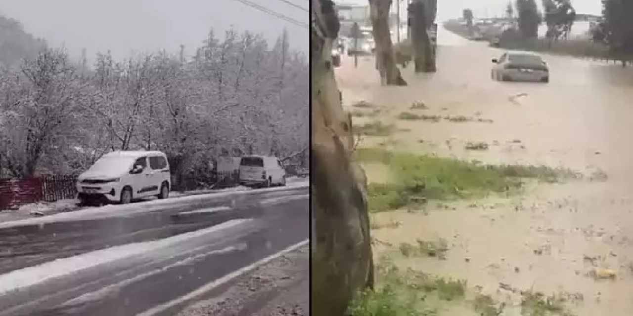Meteoroloji uyarmıştı: Şehrin kuzeyinde kar, güneyinde sağanak var