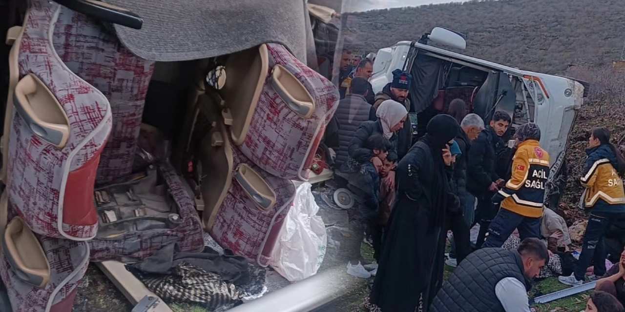 Mardin’de korkunç kaza! Yolcu midibüsü devrildi: Çok sayıda yaralı var