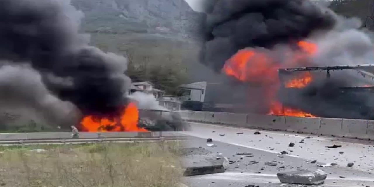 2 TIR ile 1 otomobil çarpıştı! Feci kazada ortalık yangın yerine döndü