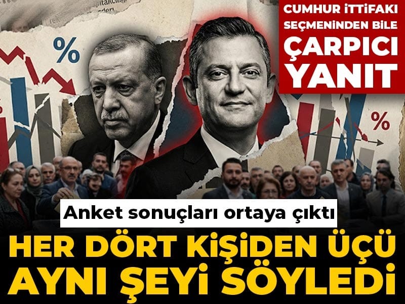 Anket sonuçları ortaya çıktı her dört kişiden üçü aynı şeyi söyledi! Cumhur İttifakı seçmeninden bile çarpıcı yanıt