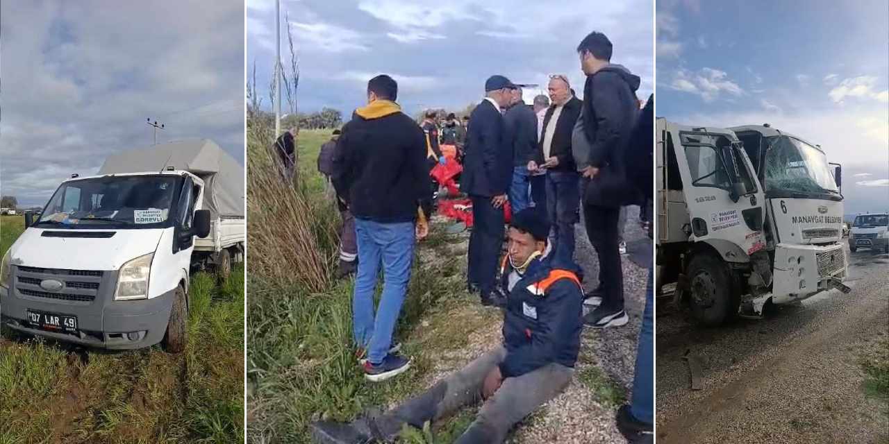 Manavgat'ta iki belediye aracı çarpıştı: 7 işçi yaralandı