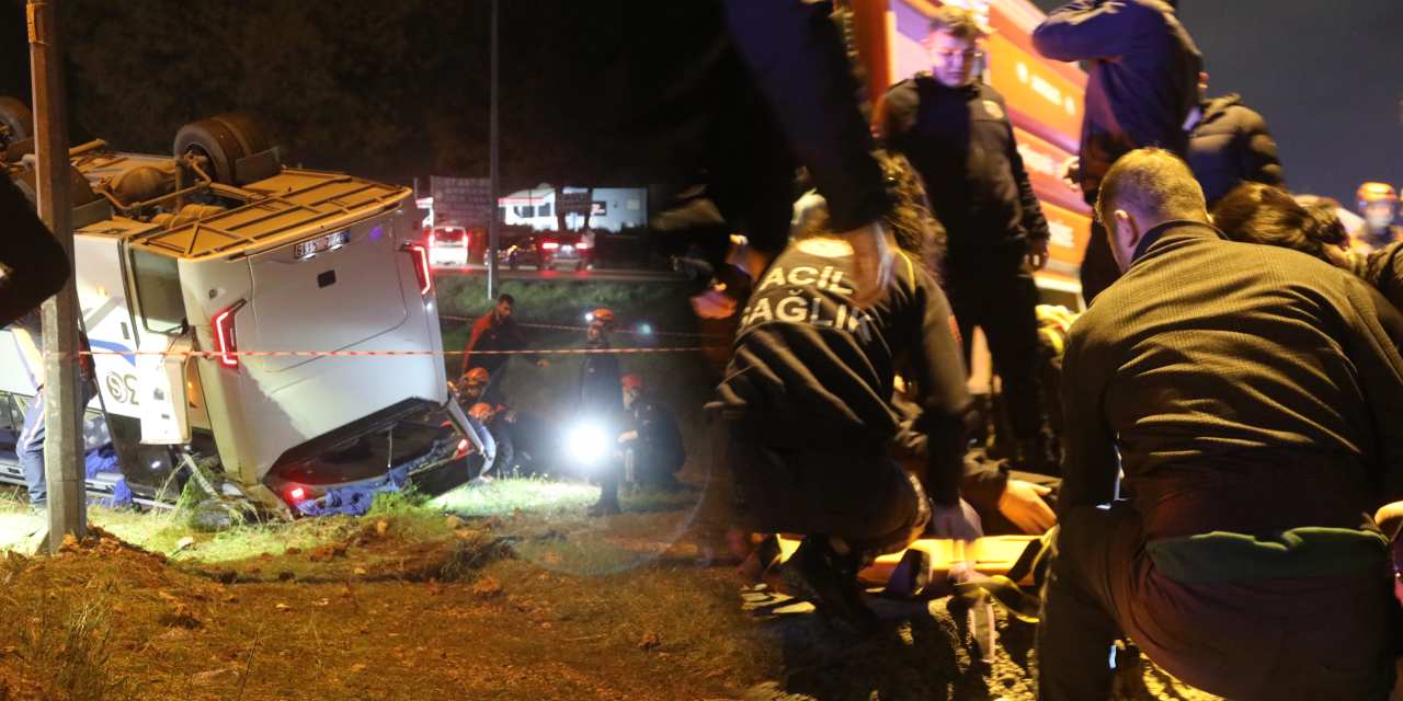 Antalya’da infaz koruma memurlarını taşıyan araç şarampole devrildi: Çok sayıda yaralı var