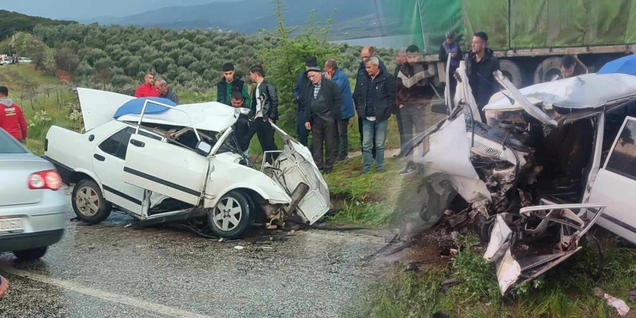 Manisa’da feci kaza! TIR ile çarpışan otomobil hurdaya döndü: 3 yaralı