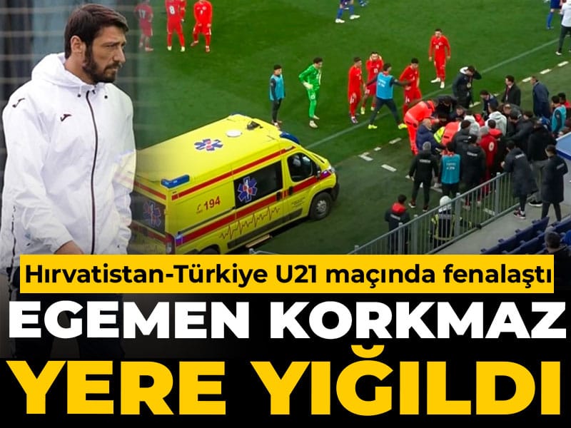 Egemen Korkmaz milli maçta fenalaştı: Yere yığıldı