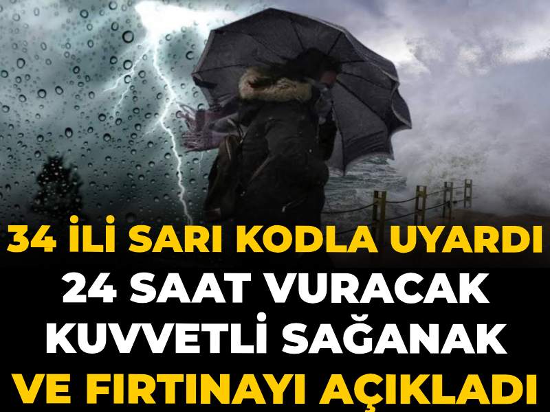 Meteoroloji 24 saat vuracak kuvvetli sağanak ve fırtınayı açıkladı: Bakanlık 34 ili sarı kodla uyardı