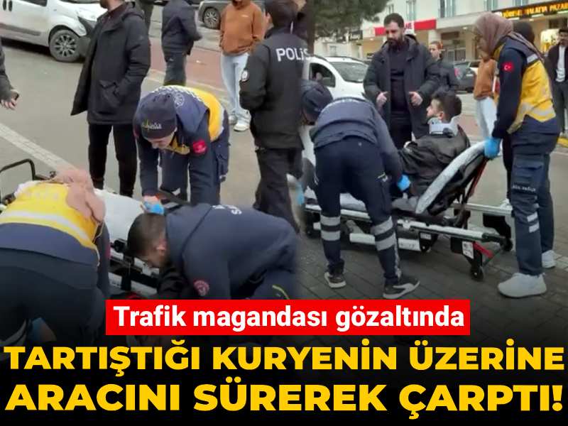 Tartıştığı kuryenin üzerine aracını sürerek çarptı! Trafik magandası gözaltında