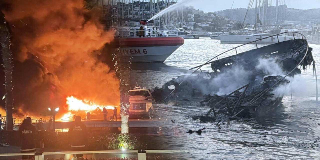 Yalıkavak'ta cayır cayır yanan milyonluk yatların enkazı kaldırıldı!