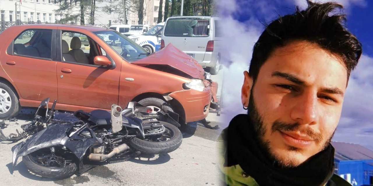 Motosikletli genç feci kazada can verdi!