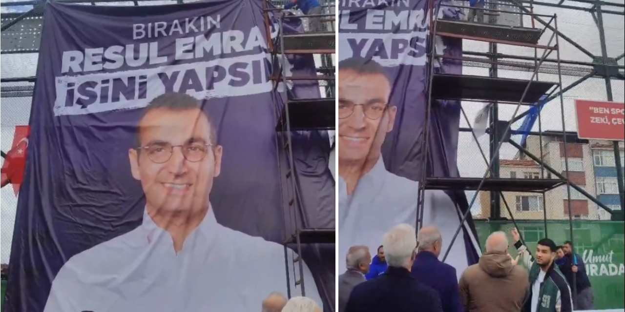 Özel'in katılacağı açılışta 'pankart' krizi: Polis indirmek istedi, yurttaşlar engel oldu!