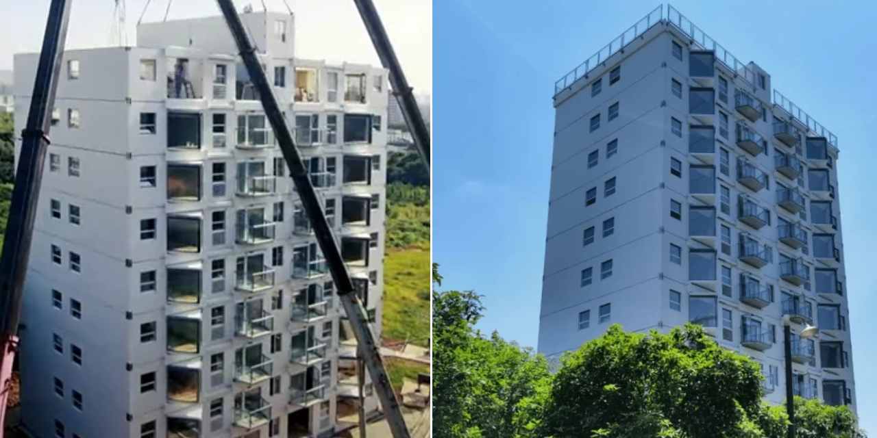 28 saatte 10 katlı apartman inşa ettiler! Rekor kırdılar