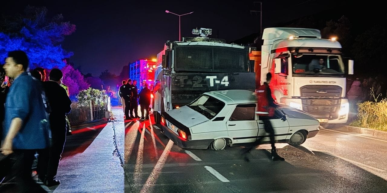 Bodrum'da TOMA ile otomobil çarpıştı