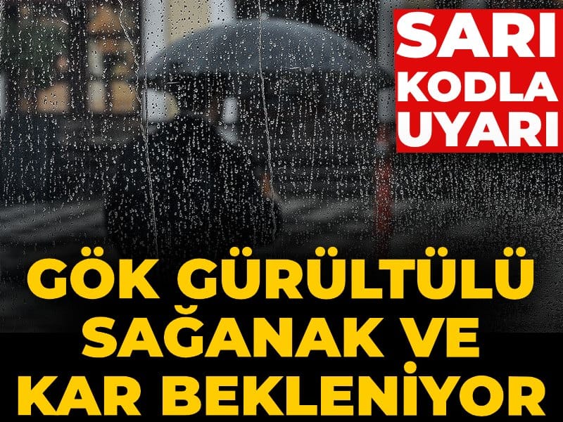 Meteorolojiden sarı kodla uyarı: Gök gürültülü sağanak ve kar bekleniyor