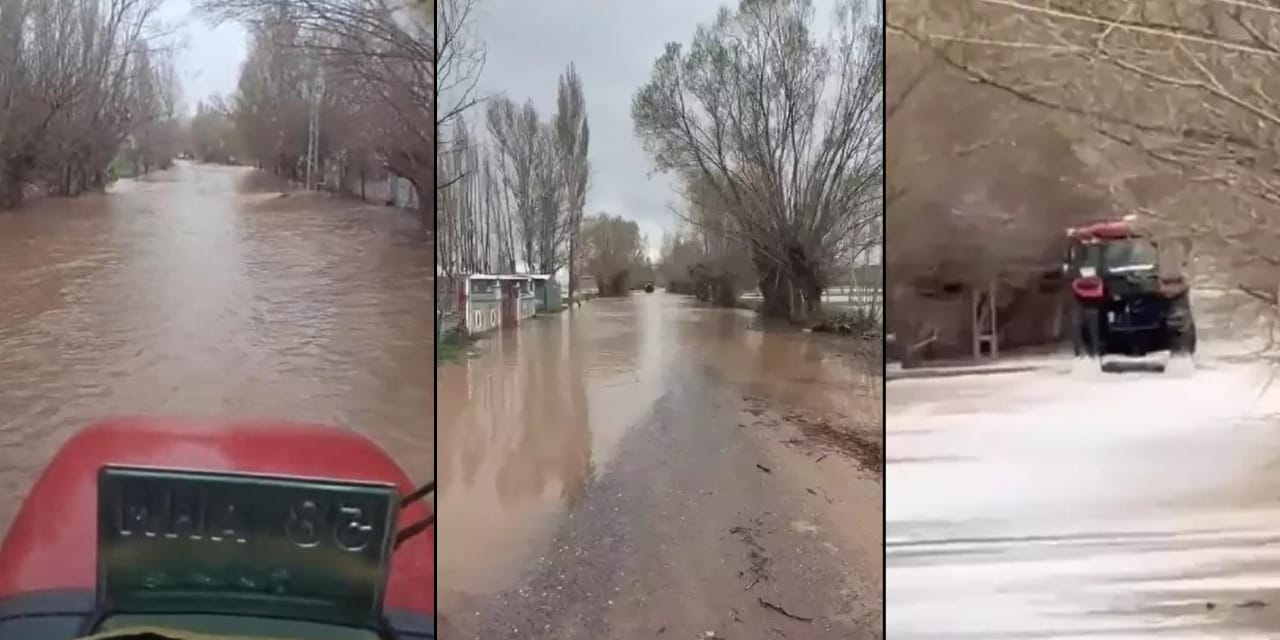Sivas'ta Kızılırmak taştı: Köye ulaşım traktörlerle sağlanıyor!