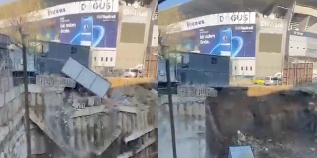 Kadıköy'de korku dolu anlar: Fenerbahçe Stadı'nın yanındaki inşaatın duvarı çöktü
