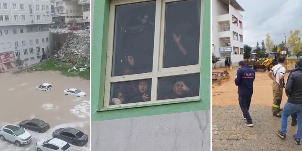 Mardin'de sağanak hayatı felç etti: Öğrenciler okulda mahsur kaldı