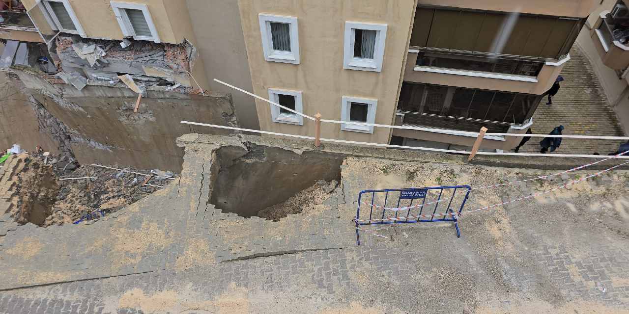 8 metrelik istinat duvarı 7 katlı binaya çöktü