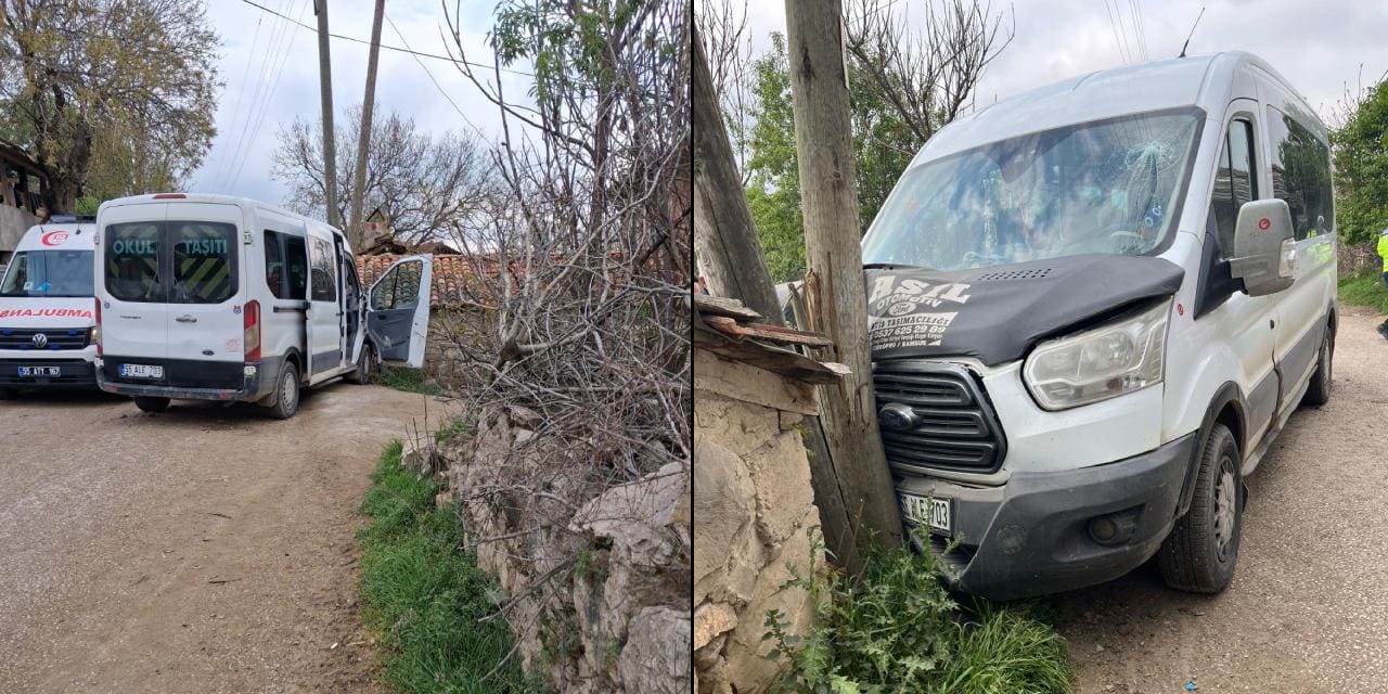 Okul servisi direğe çarptı: 12 öğrenci ve şoför yaralandı