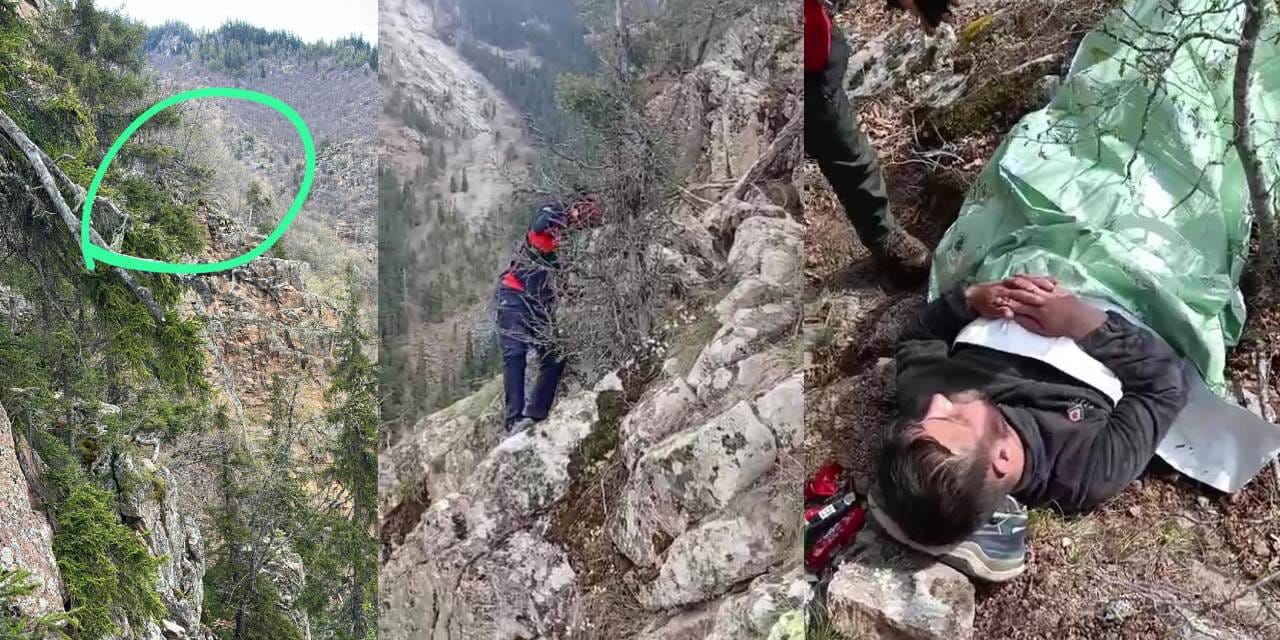 Yaylada düşüp bacağını kırdı! İki kişi helikopterle kurtarıldı