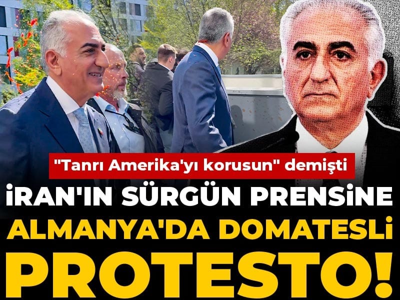 İran'ın sürgün prensine Almanya'da domatesli protesto! 