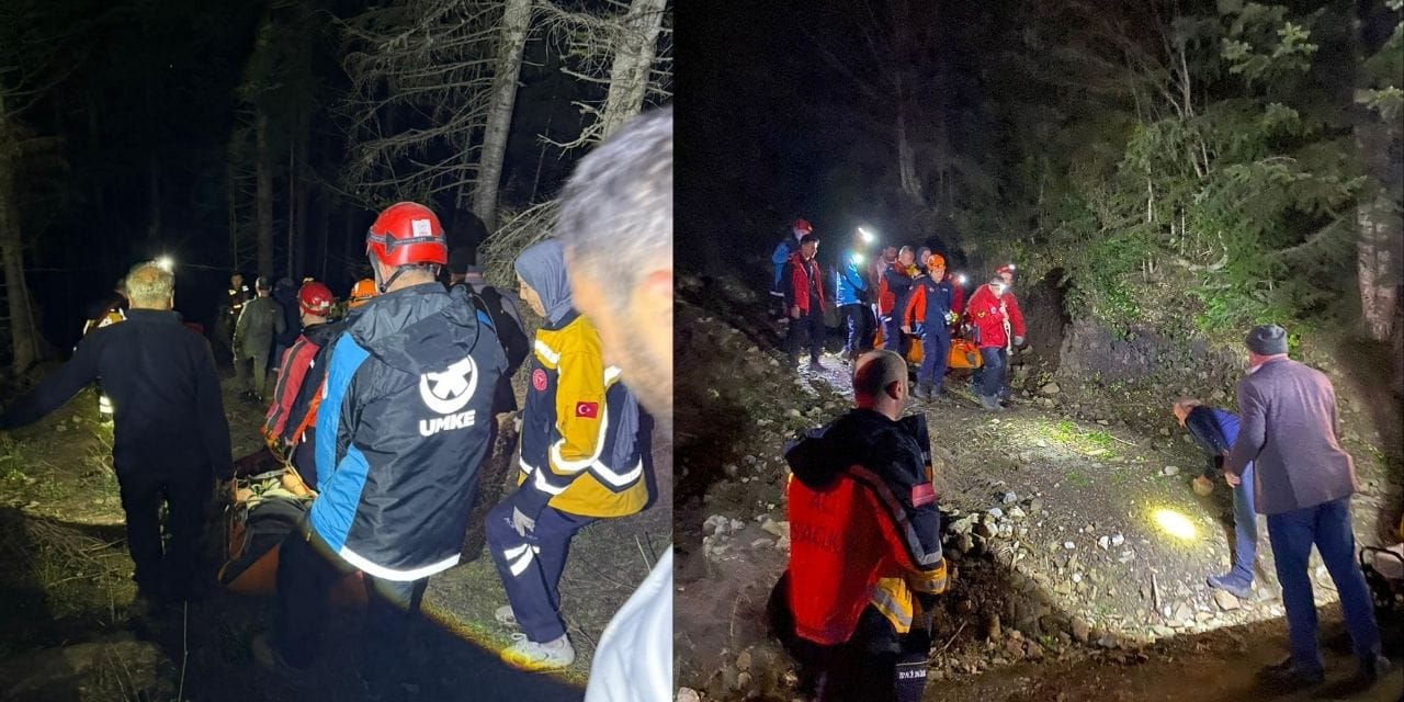 Yuvarlanıp kayalıklara sıkışan genç kurtarıldı