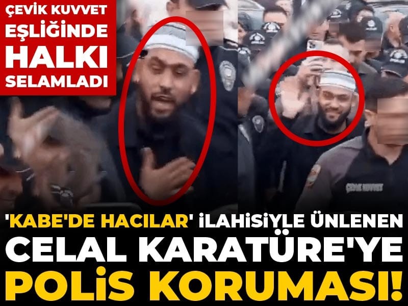 'Kabe'de Hacılar' ilahisiyle ünlenen Celal Karatüre'ye polis koruması! Çevik kuvvet eşliğinde halkı selamladı