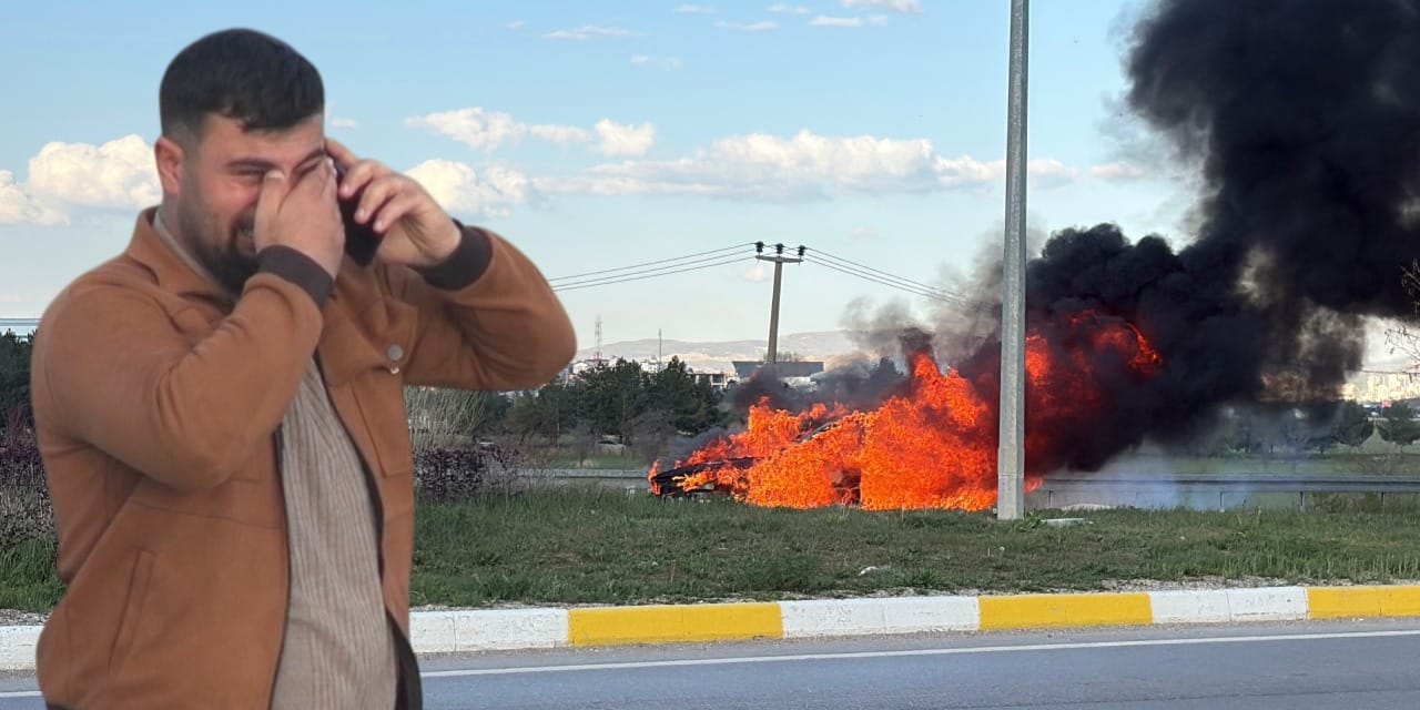 Seyir halindeki otomobili alev topuna döndü: Sürücü gözyaşları içinde izledi