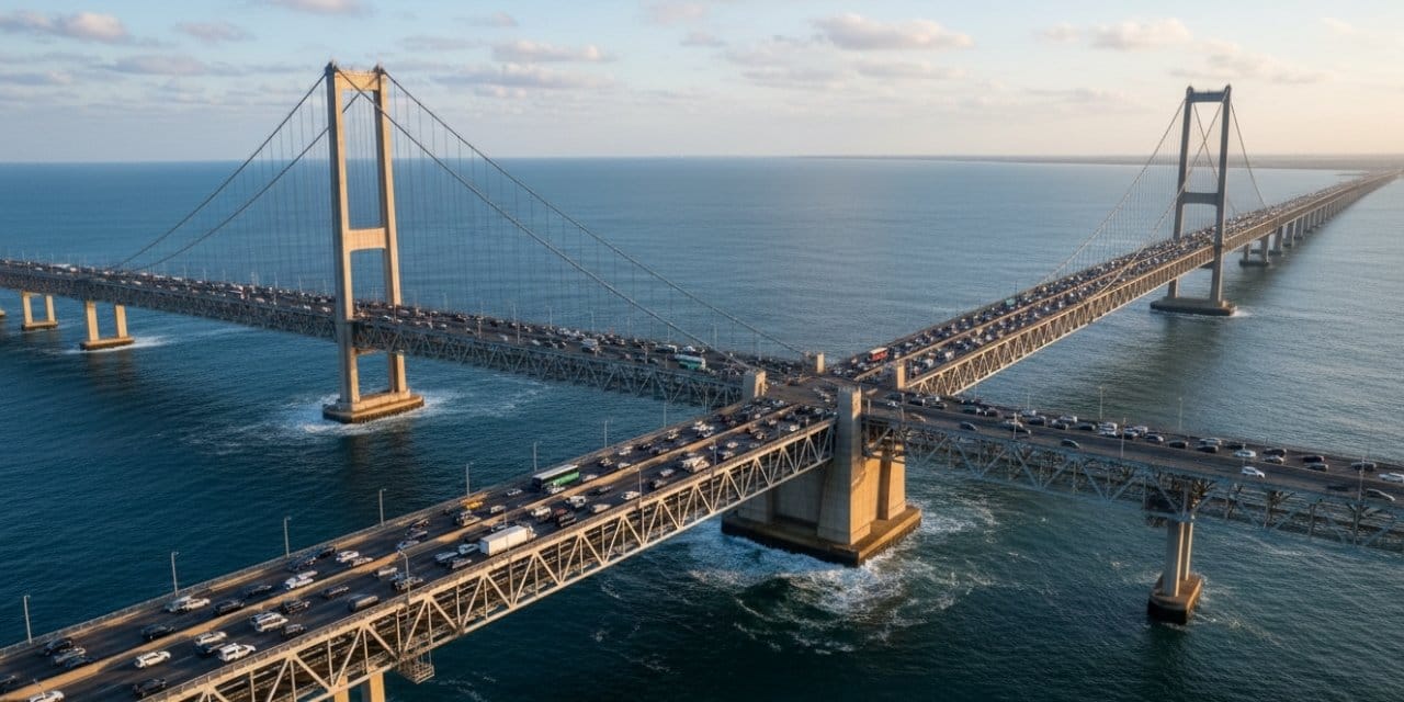 Dünyanın en büyük köprüsü 2 katlı, 16 şeritli, Güney Kore'nin milli geliri kadar yatırım yapıldı