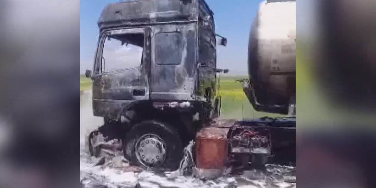 Mardin'de akaryakıt yüklü tanker alev aldı!