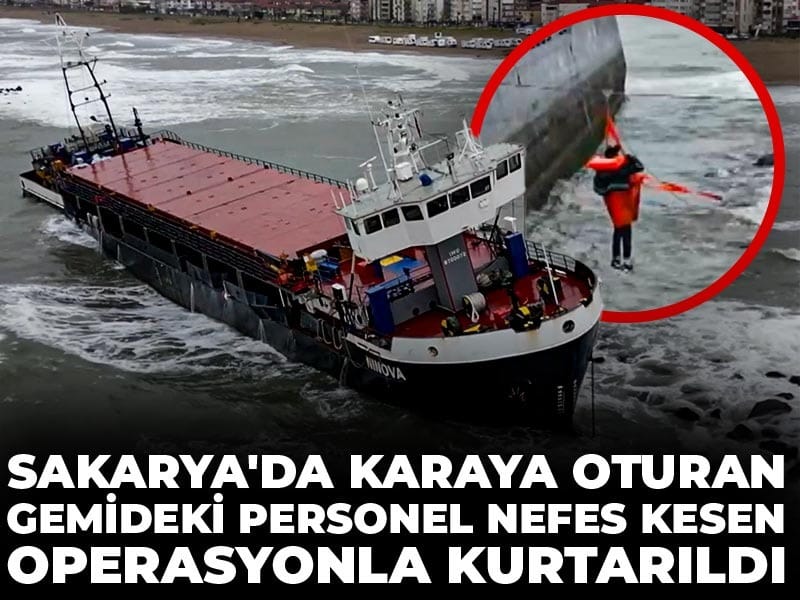 Son dakika | Sakarya'da karaya oturan gemideki personel nefes kesen operasyonla kurtarıldı
