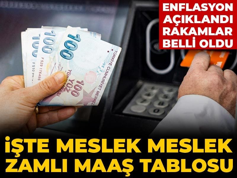 İşte meslek meslek zamlı maaş tablosu! Enflasyon açıklandı rakamlar belli oldu