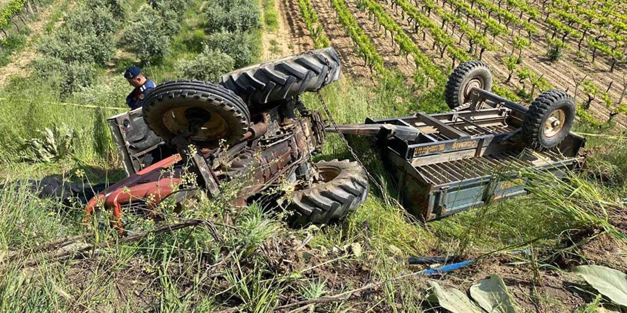 Karşıdan geçen araca yol vermek isteyen traktör uçuruma yuvarlandı!