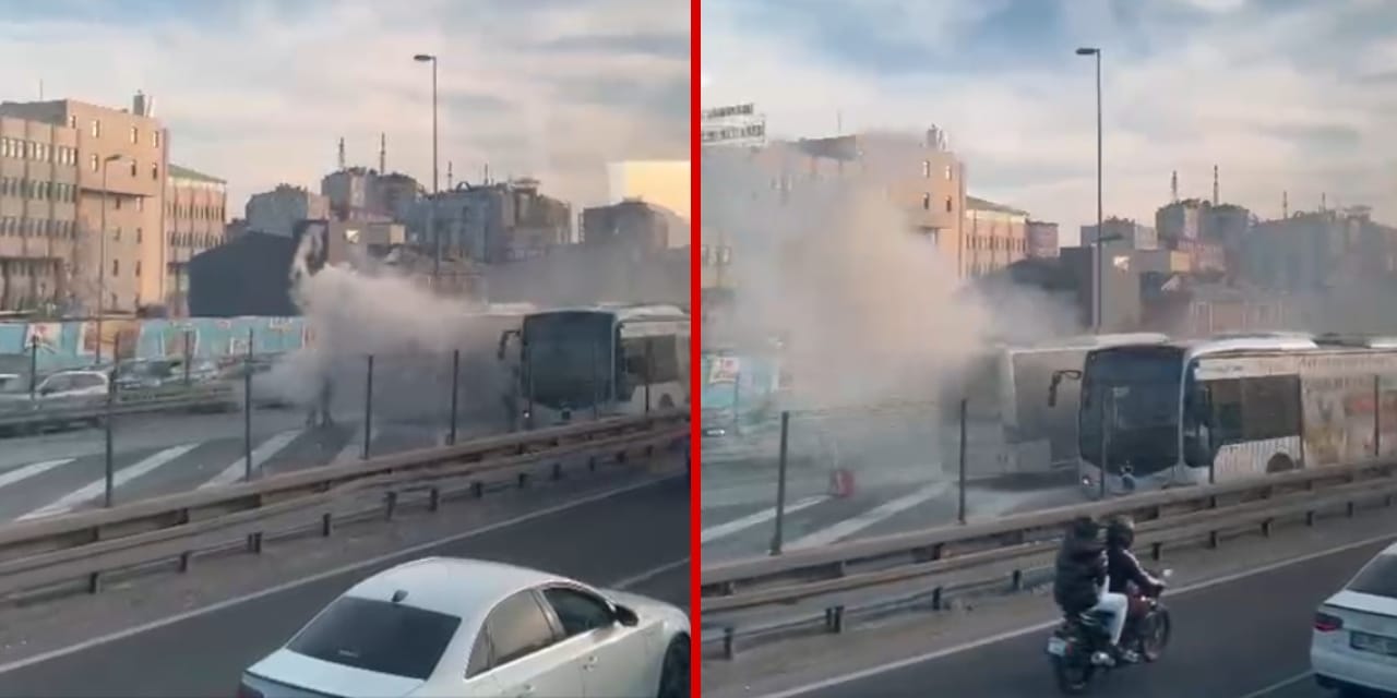 Okmeydanı'nda metrobüs yangını! Hareket halindeyken bir anda alev aldı