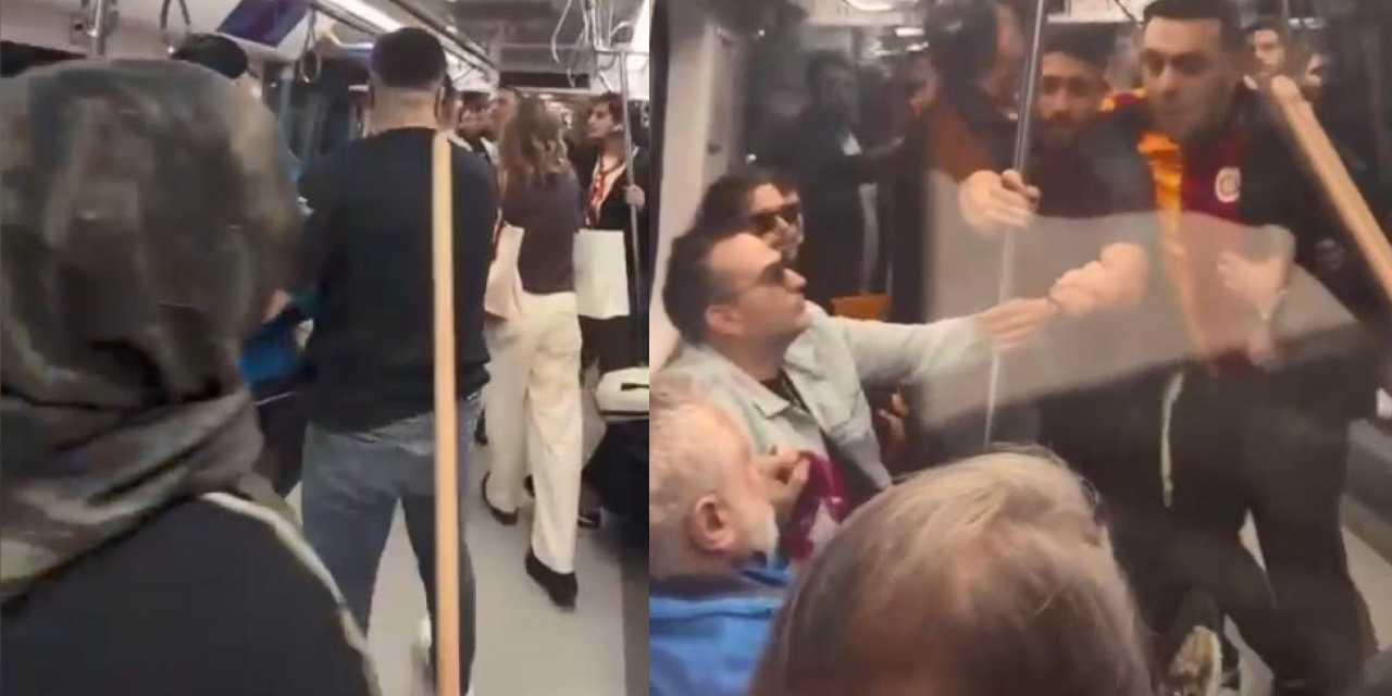 Küfürlü tezahürat metroyu karıştırdı: Oklavayla müdahale kamerada