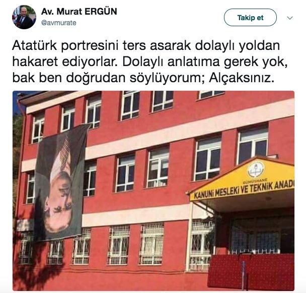Gümüşhane de okulda Atatürk bayrağını ters astılar: "Doğrudan söylüyorum; Alçaksınız."