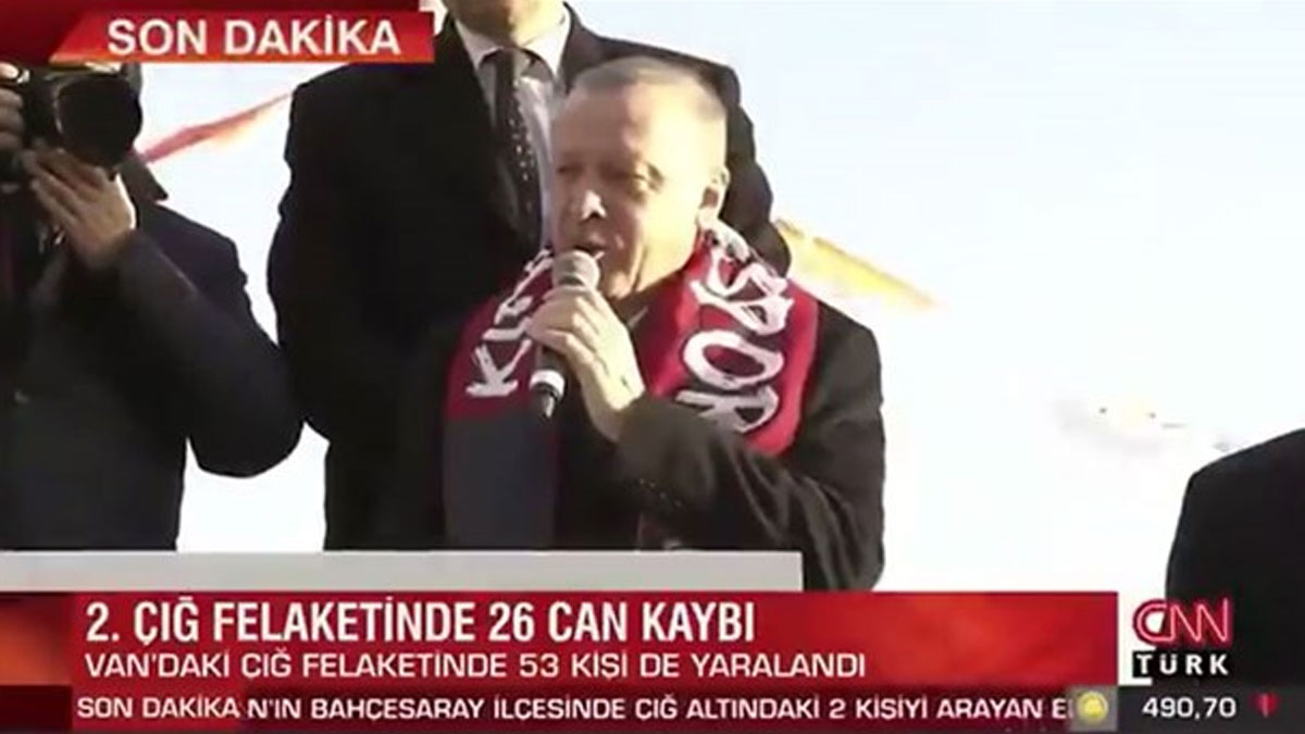 Çığ yayınını yarıda kesip Erdoğan'ın mitingini yayınlayan NTV ve CNN Türk'e tepki