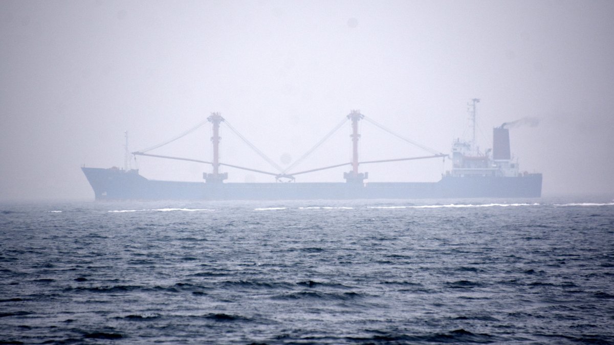 Çanakkale Boğazı'nda yangın çıkıp, sürüklenen gemi demir attı
