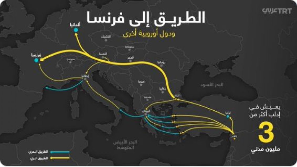 TRT Arapça'dan mülteciler için Avrupa'ya gidiş haritası