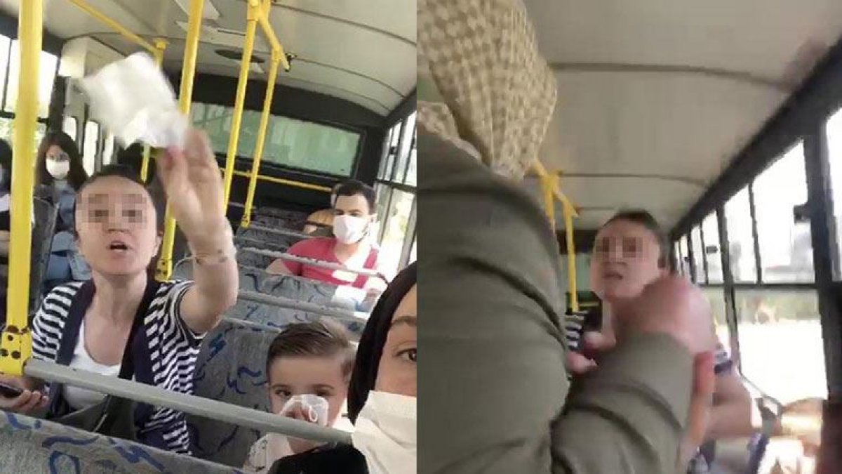 Maske takmayan yolcu kendisini uyaran yolculara saldırdı