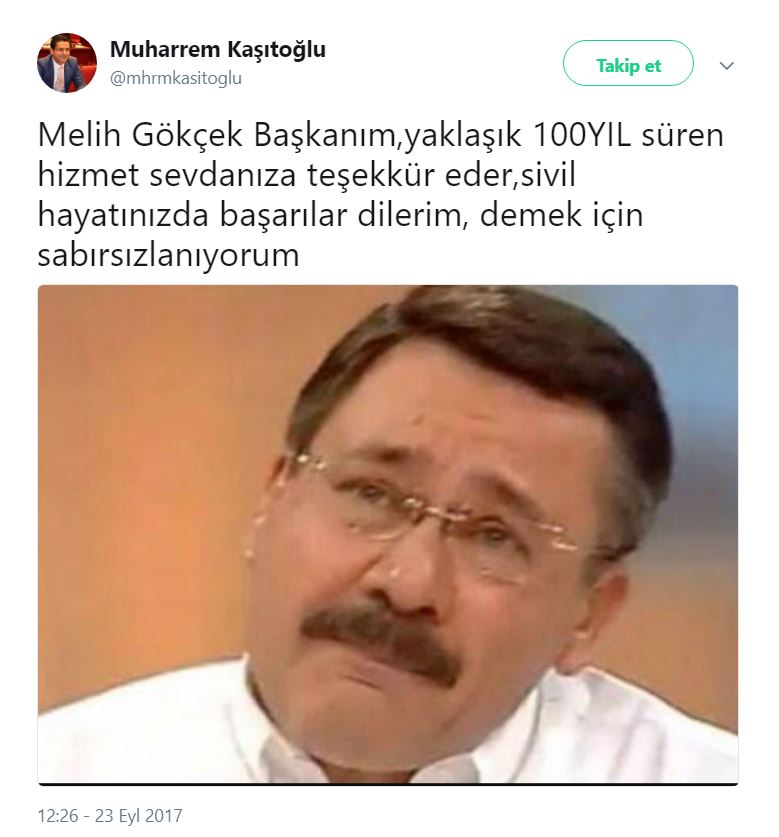 AKP'li meclis üyesinden Melih Gökçek'e "100 yıl" göndermesi