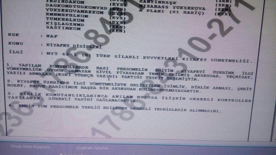 Türk Ordusunda, Türklüğü çağrıştıran Göktürk alfabeli arma ve semboller yasaklandı!