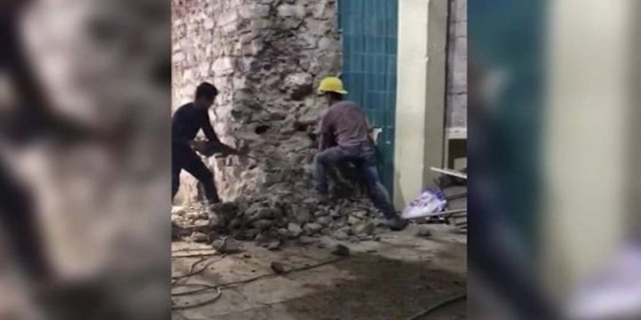 Galata Kulesi'ndeki skandal yıkımdan yeni görüntüler: Tahribat çok daha büyük-VİDEO