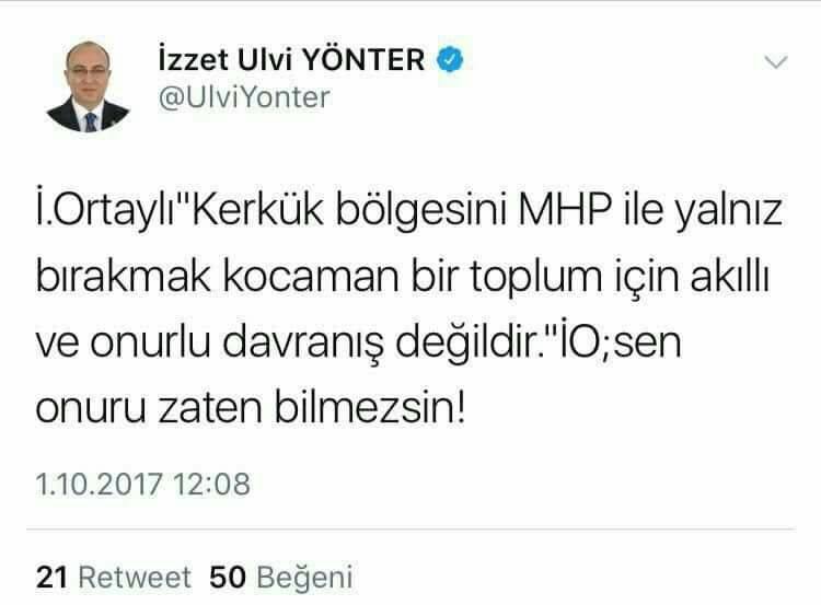 MHP'li İzzet Ulvi Yönter yazılanı anlamadı, İlber Ortaylı'ya hakaret etti!