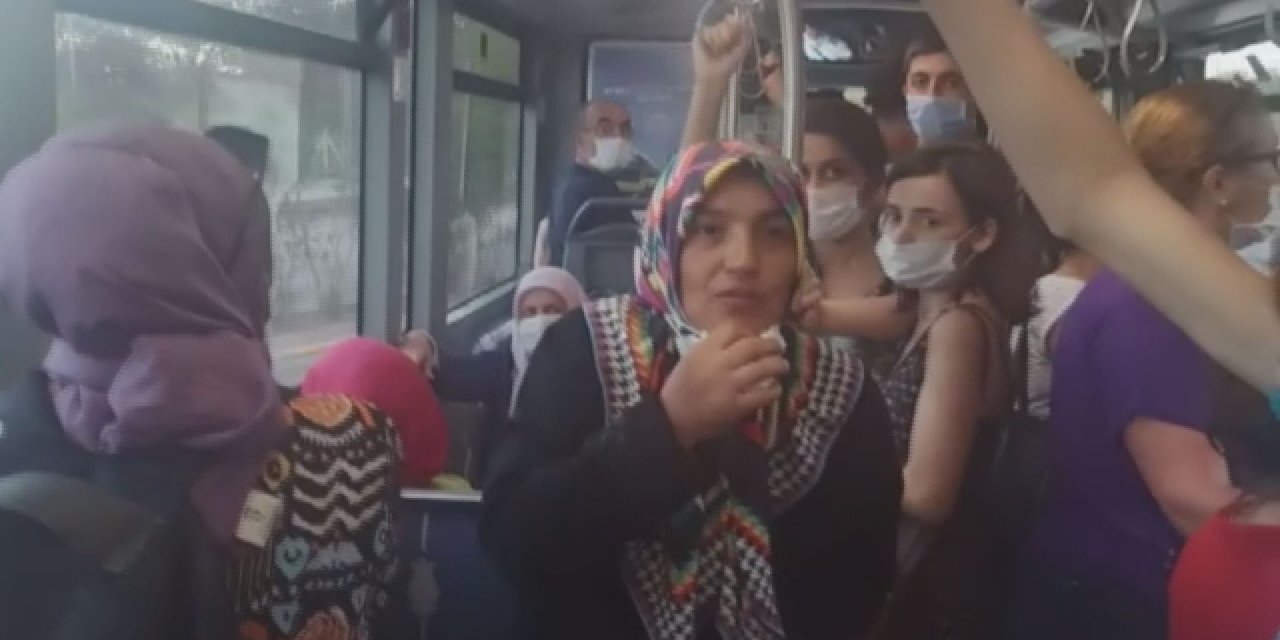 Otobüste maske takmayan kadın: Doktorum takma dedi