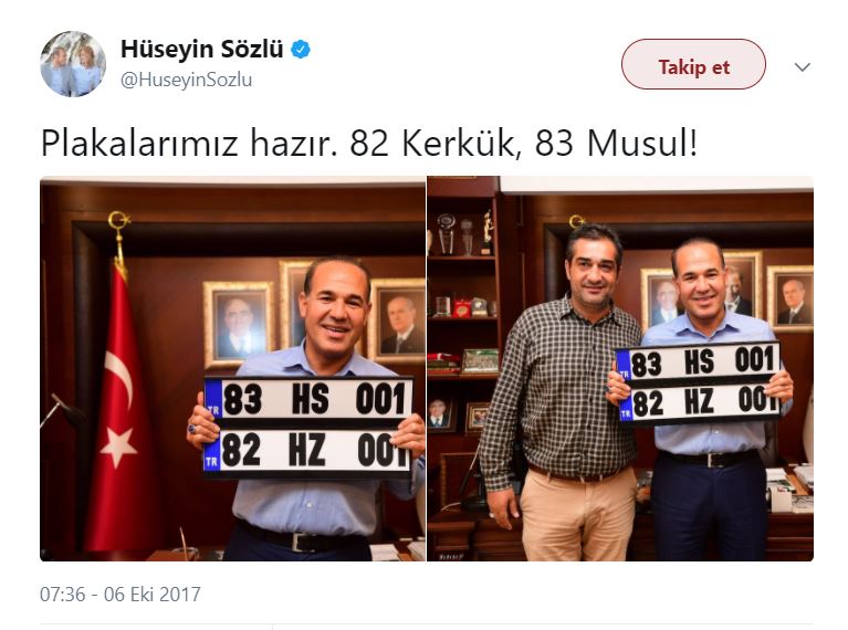 MHP’li belediye başkanı Kerkük ve Musul için plaka hazırladı!