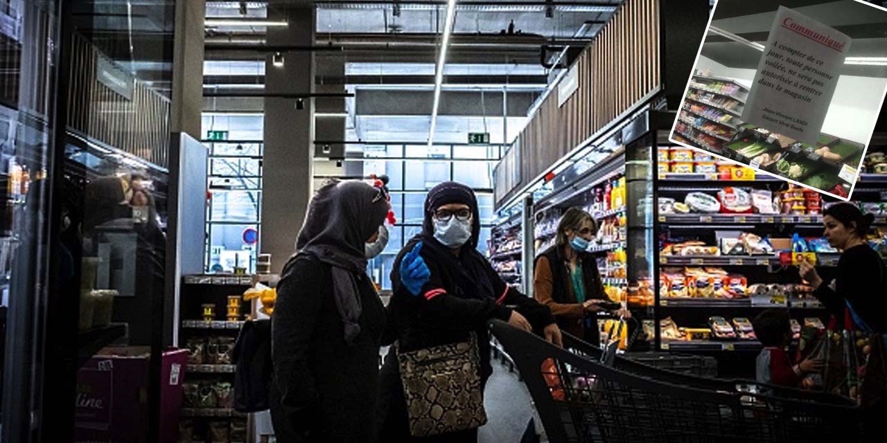 Fransa'da bir marketin kapısına "başörtülüler giremez" yazısı asıldı, savcılık harekete geçti