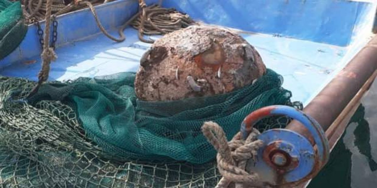 Bodrum'da balıkçıların ağına mayın takıldı