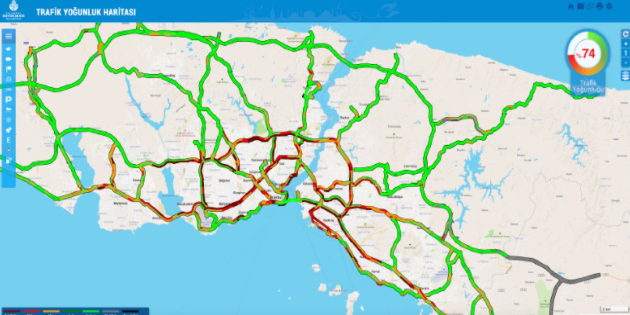 Kısıtlama öncesi İstanbul'un trafik haritası kırmızıya döndü
